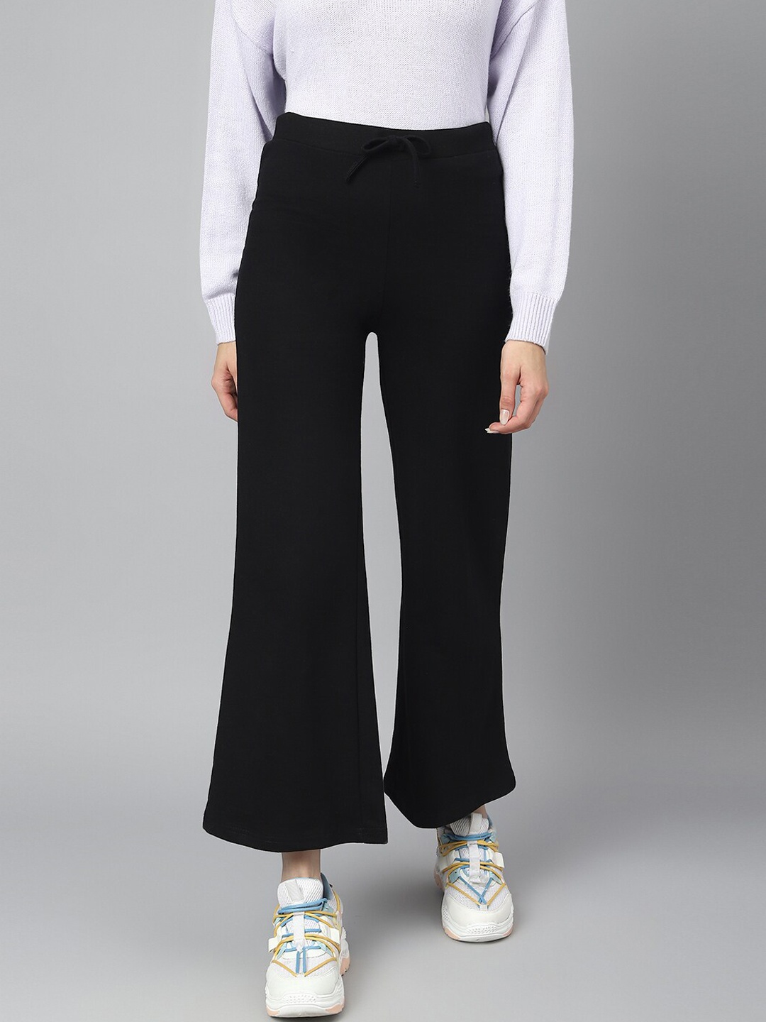 

COLOR CAPITAL Women Relaxed Fit Wide Leg Track Pants, Black