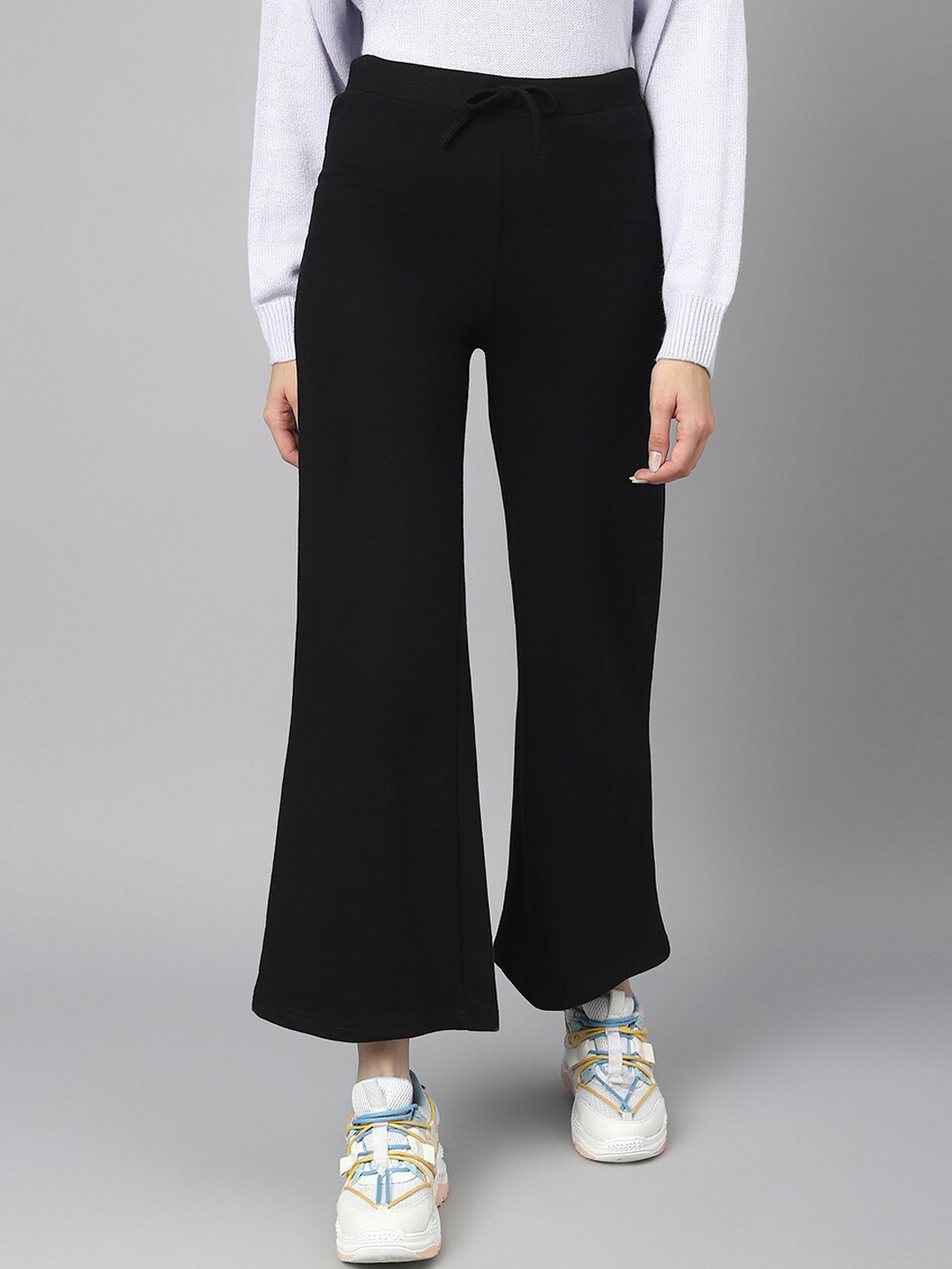 

COLOR CAPITAL Women Relaxed Fit Wide Leg Track Pants, Black