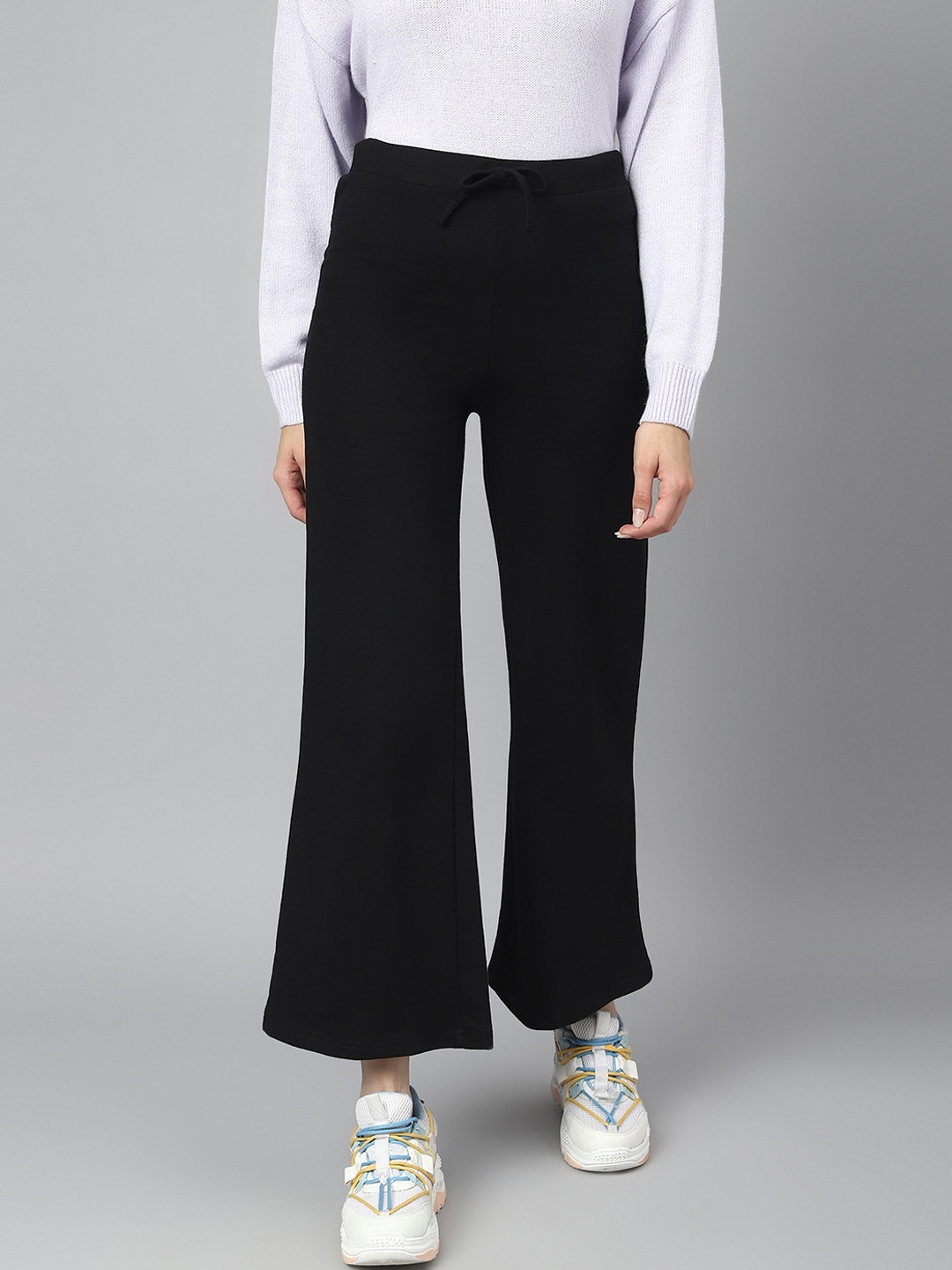 

COLOR CAPITAL Women Relaxed Fit Wide Leg Track Pants, Black