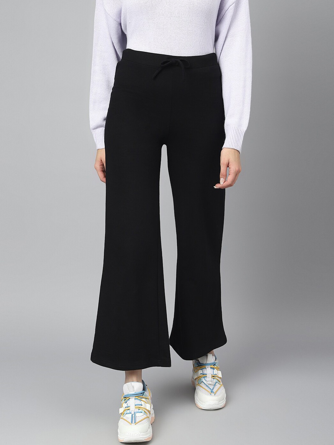 

COLOR CAPITAL Women Relaxed Fit Wide Leg Track Pants, Black