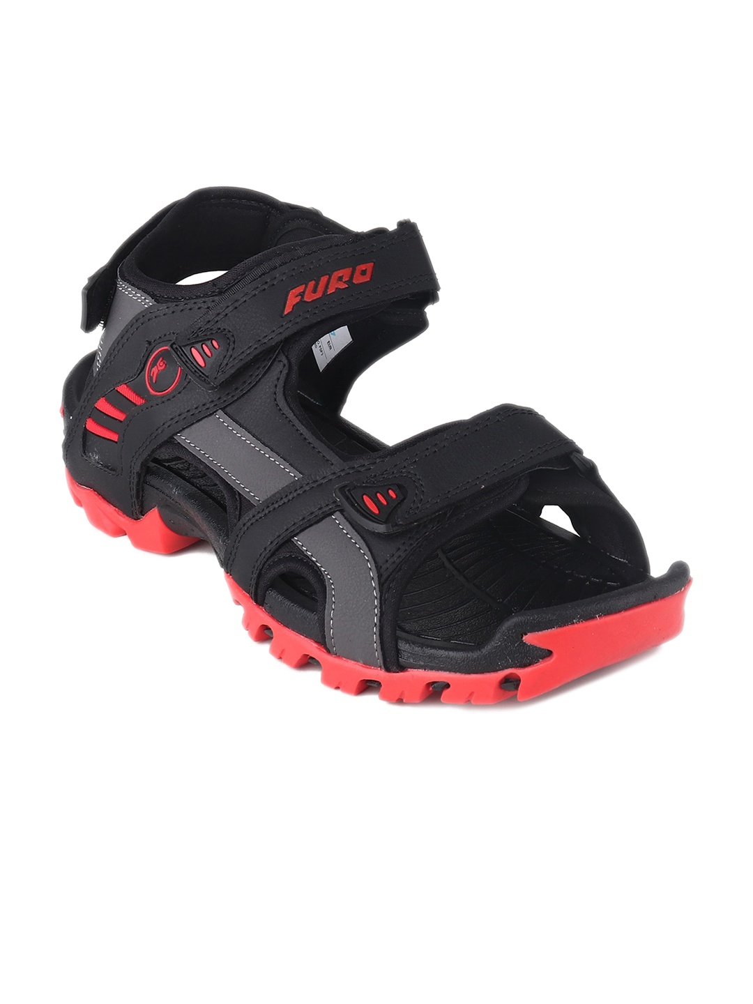 

FURO by Red Chief Men Textured Sports Sandals, Black