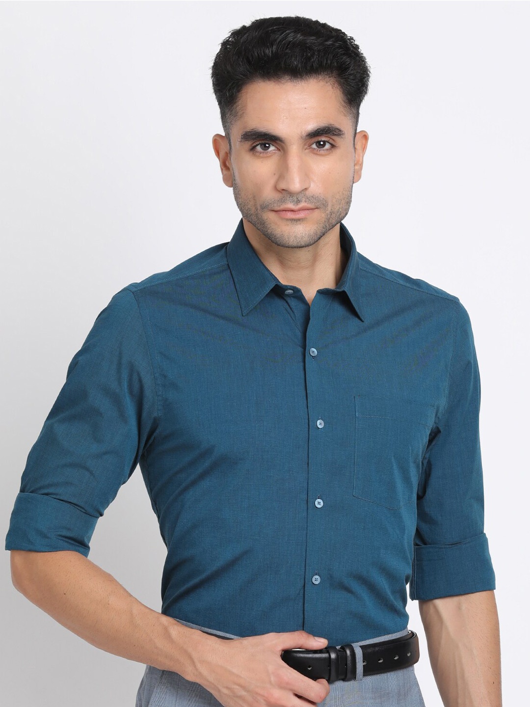 

Turtle Modern Slim Fit Pure Cotton Formal Shirt, Teal