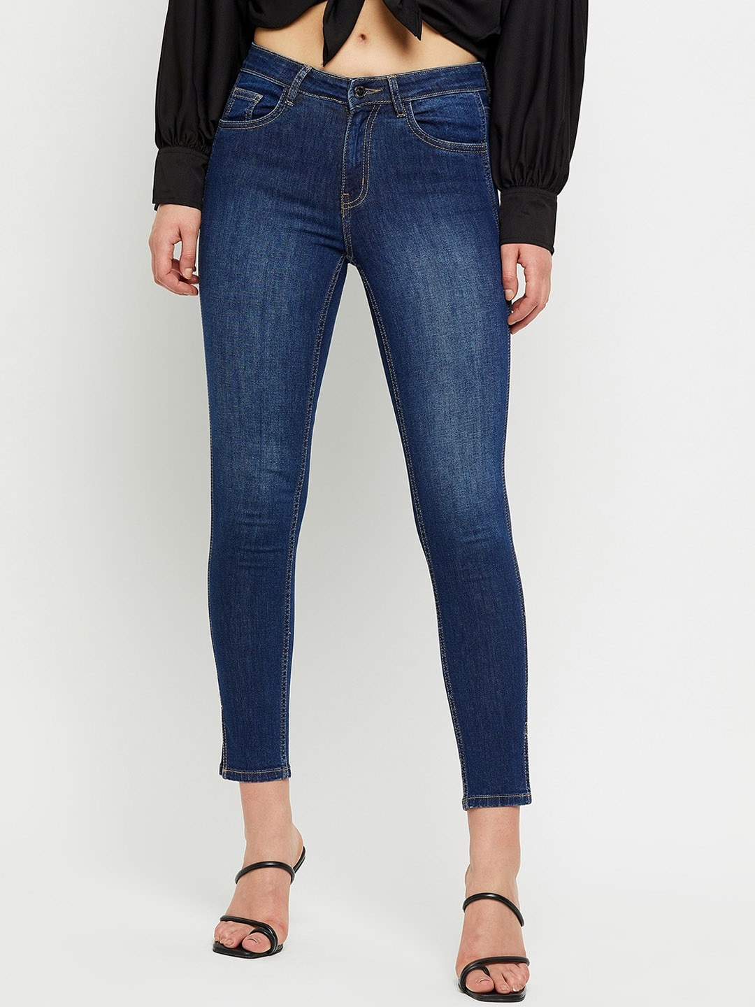 

Madame Women Mid Rise Light Fade Jeans, Navy blue