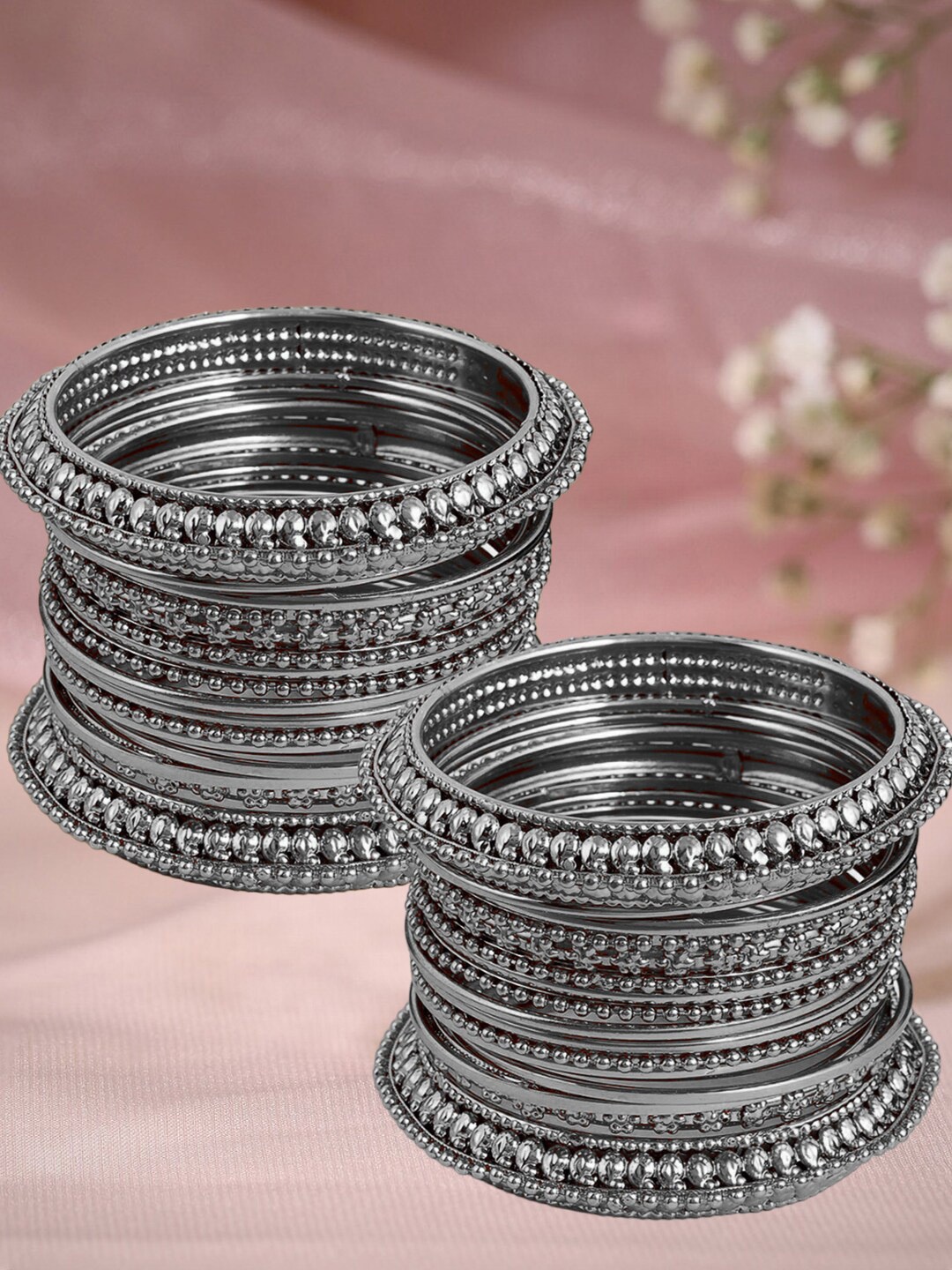 

OOMPH Set Of 32 Oxidised Bangles, Silver