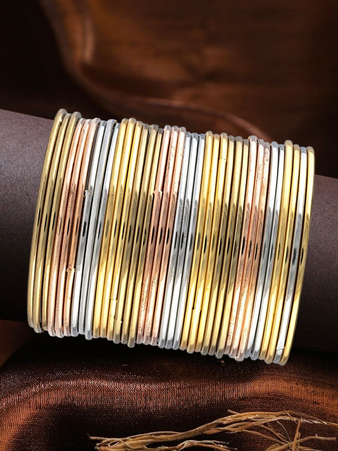 

OOMPH Set Of 36 Glossy Bangles, Gold