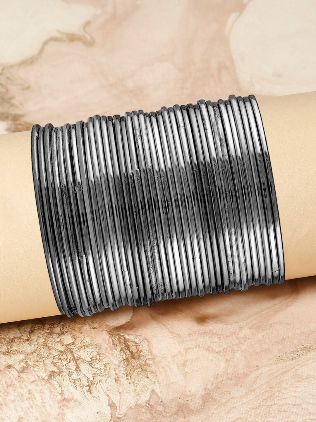 

OOMPH Set Of 36 Oxidised Bangles, Silver