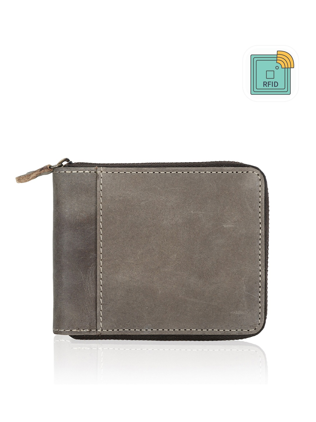 

LIONZY Men Leather RFID Zip Around Wallet, Green