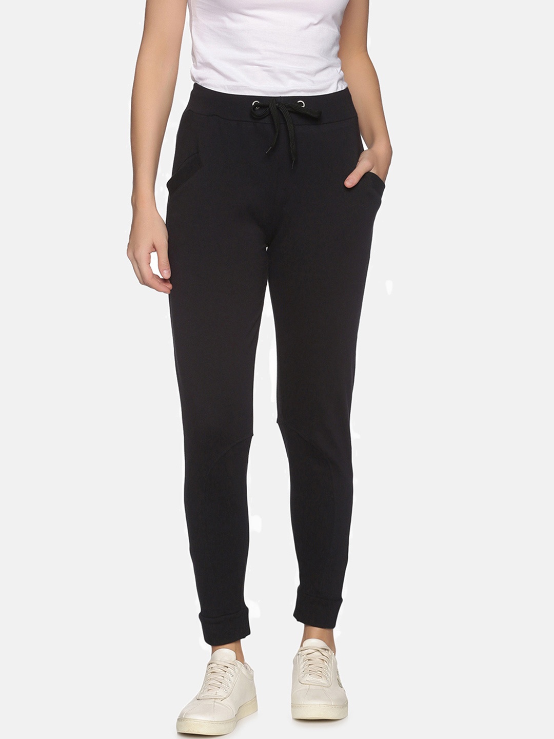 

NOT YET by us Women Stretchable Rib Joggers, Black