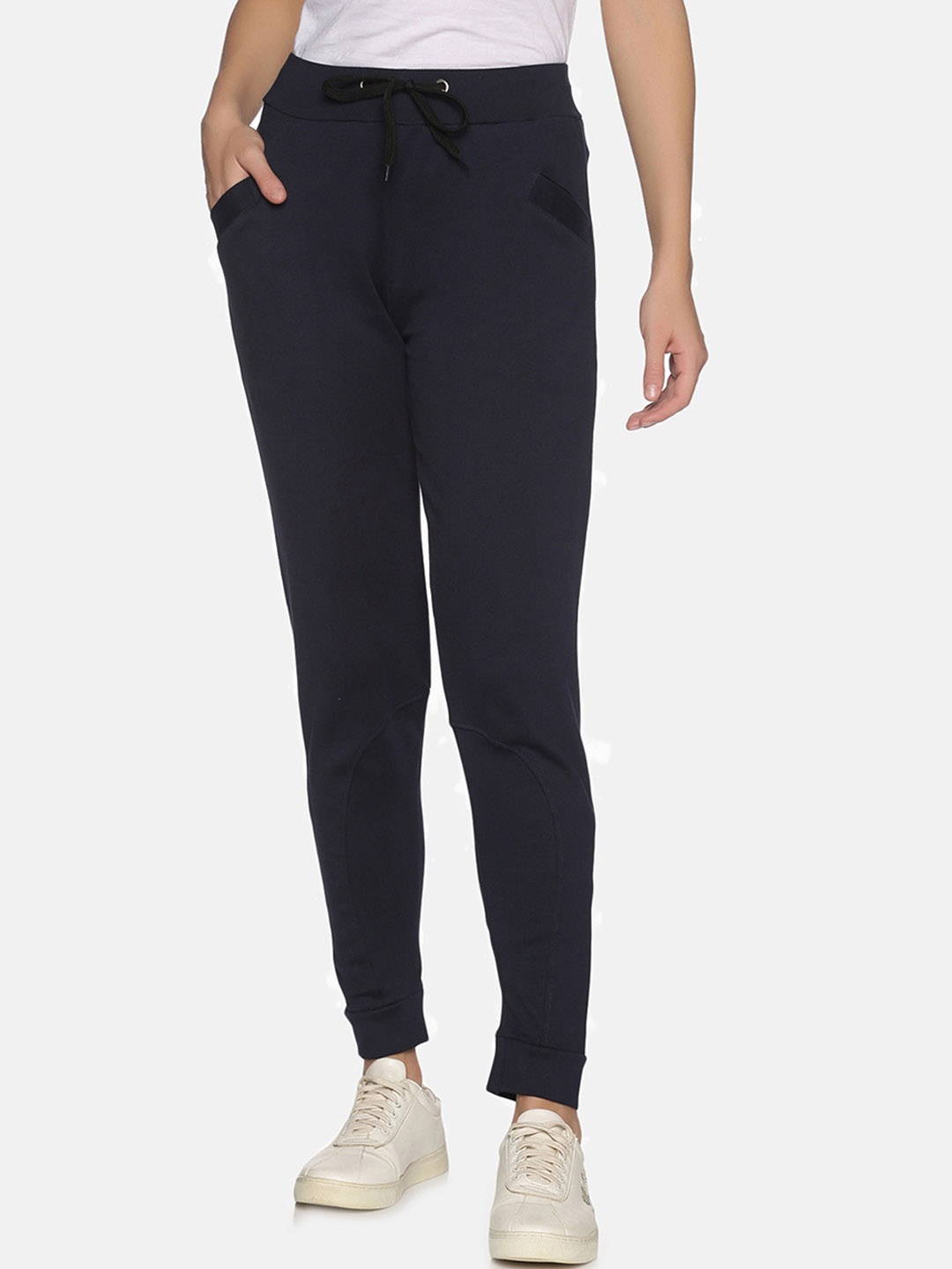 

NOT YET by us Slim Fit Stretchable Rib Joggers, Navy blue