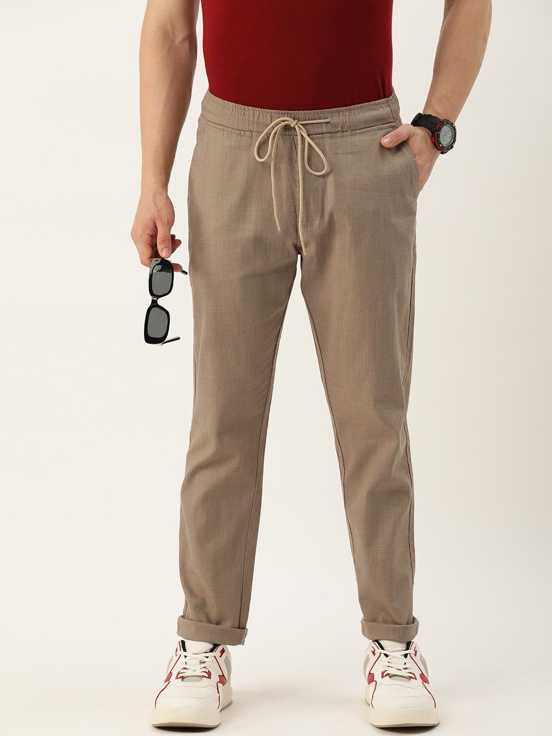 

Harvard Men Solid Regular Fit Joggers, Khaki