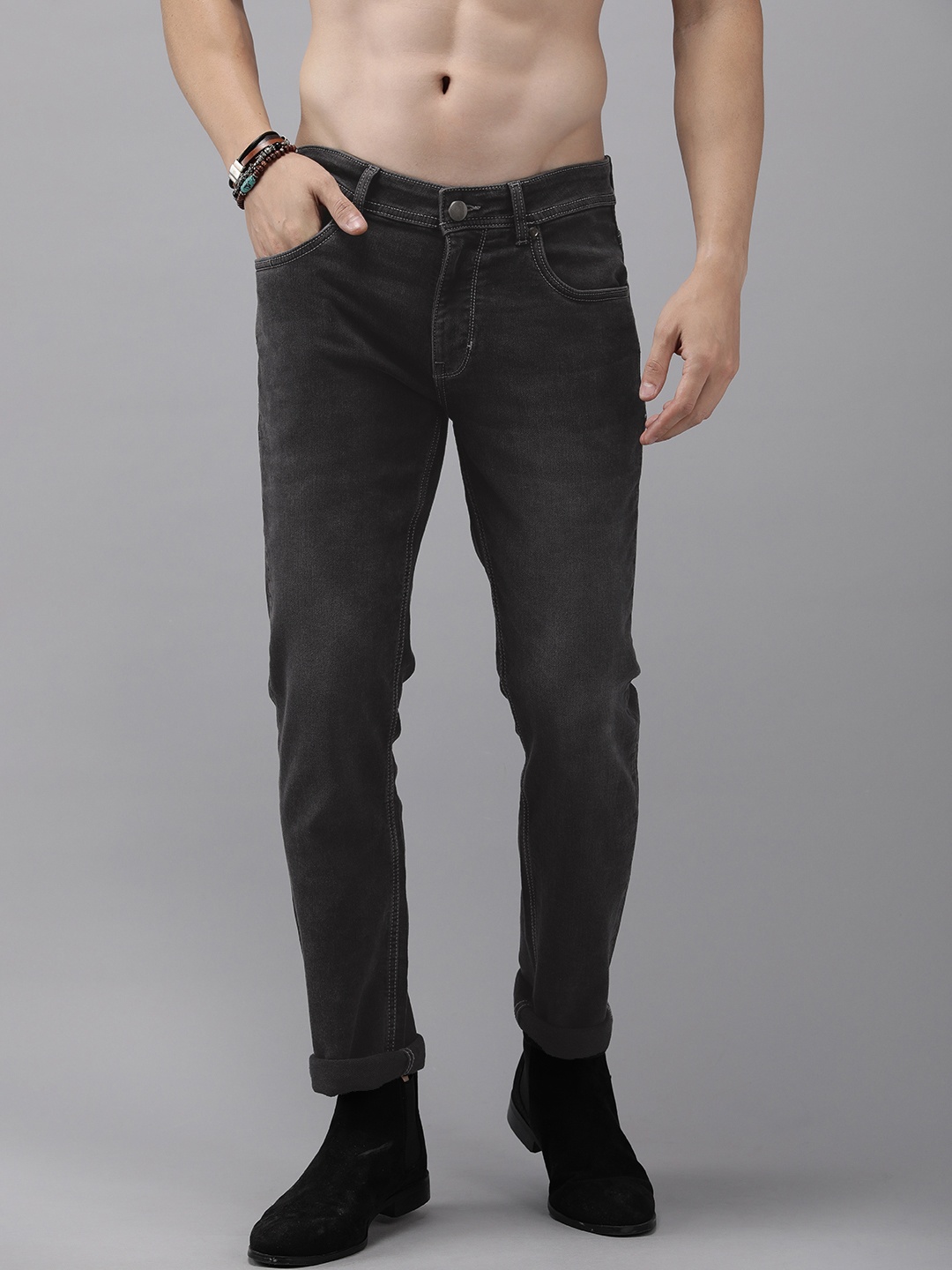 

Roadster Men Regular Fit Mid-Rise Jeans, Black