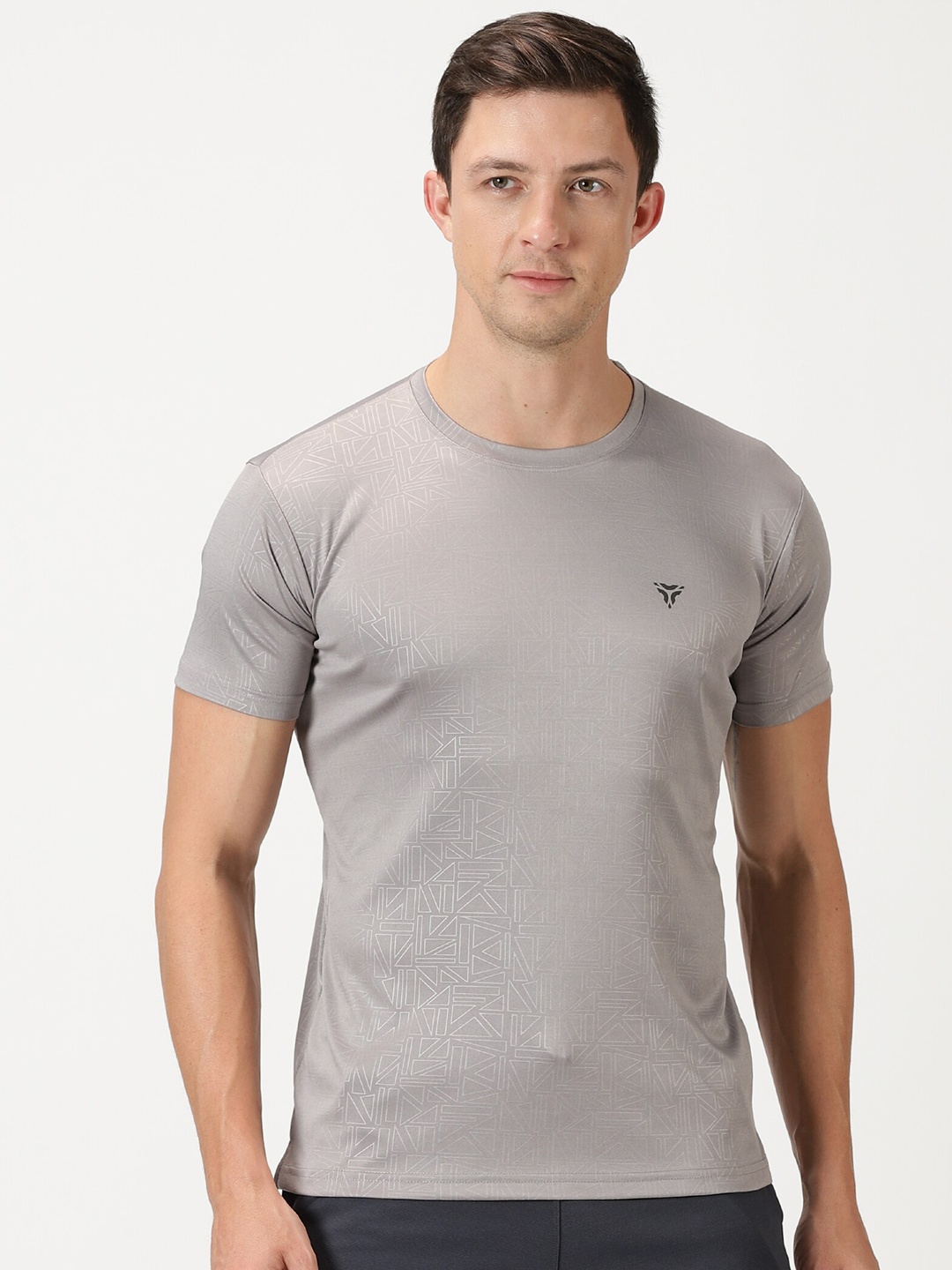 

deb Geometric Embossed Texture Slim Fit T-shirt, Grey