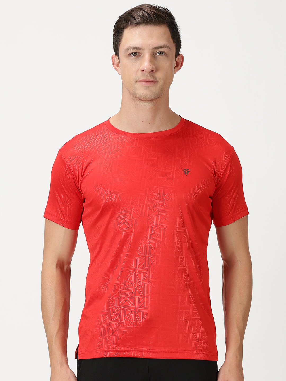

deb Geometric Embossed Texture Slim Fit T-shirt, Red