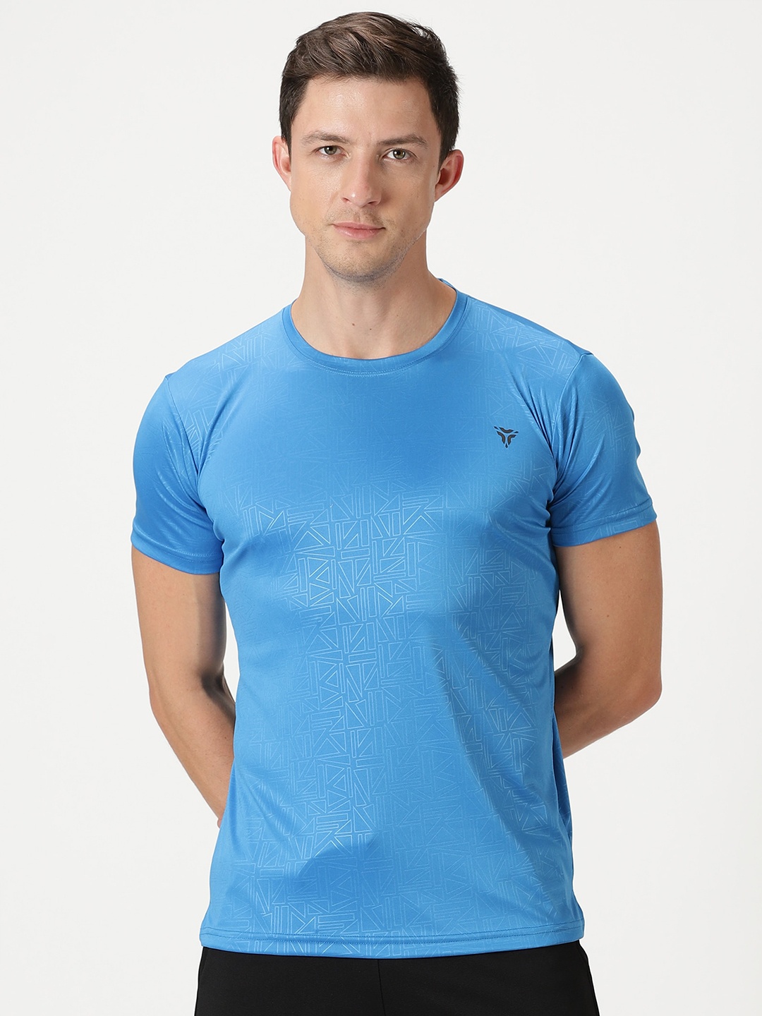 

deb Geometric Embossed Texture Slim Fit T-shirt, Blue