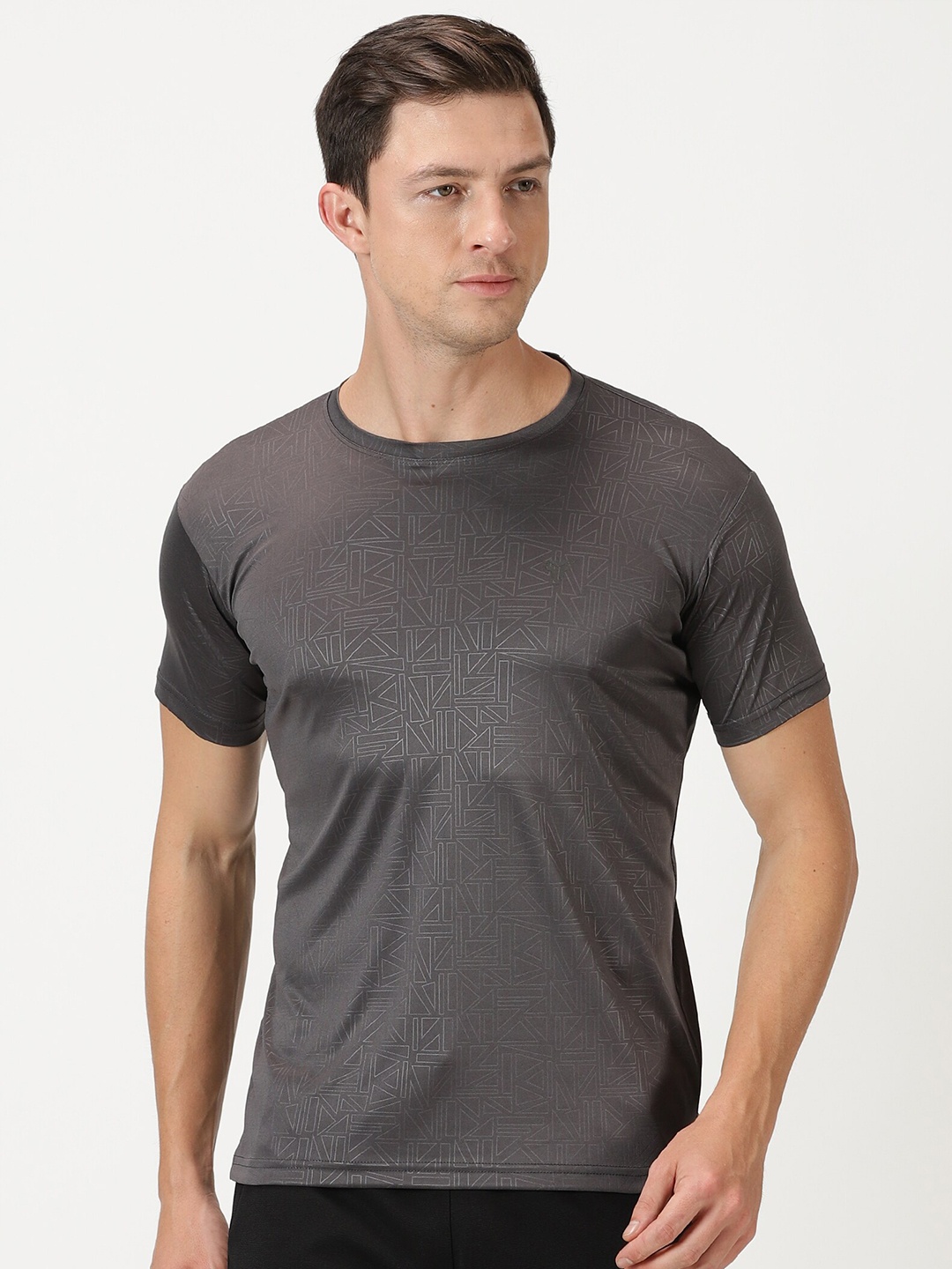 

deb Geometric Embossed Texture Slim Fit T-shirt, Grey