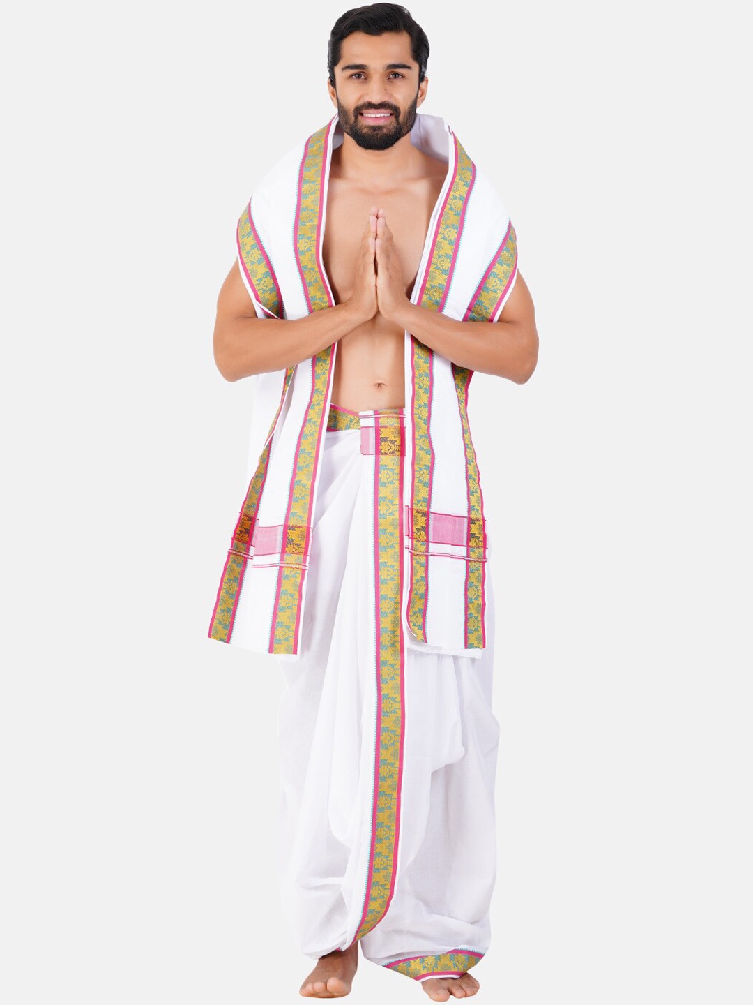 

Ramraj Cotton Dhoti With Angavasthram, White