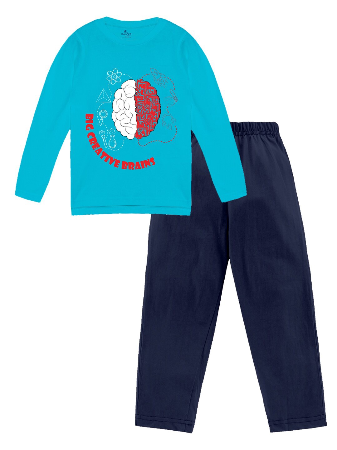 

KiddoPanti Boys Printed T-Shirt With Pyjamas, Blue