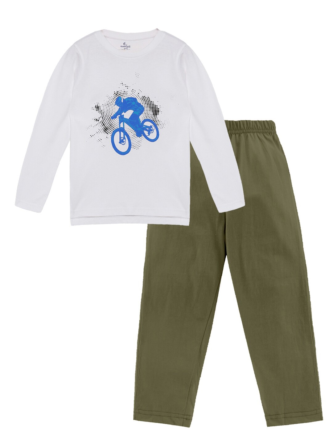 

KiddoPanti Boys Printed T-Shirt With Pyjamas, White