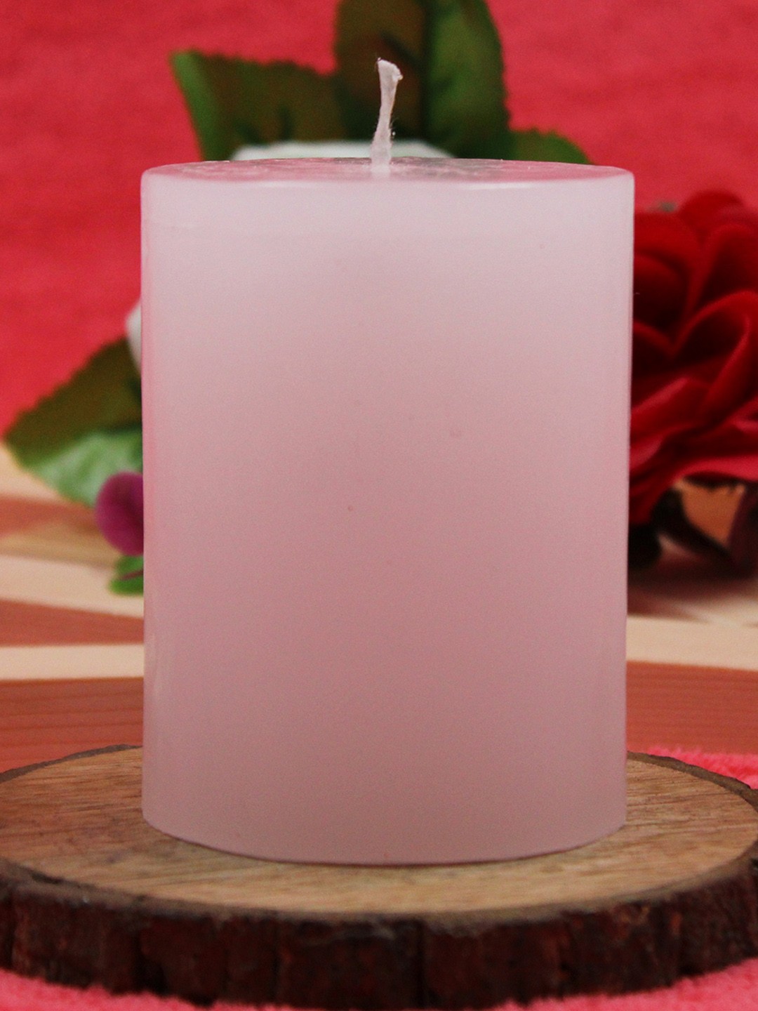 

atorakushon Pink 2-Pieces Single Wick Vanilla Scented Paraffin Wax Pillar Candles