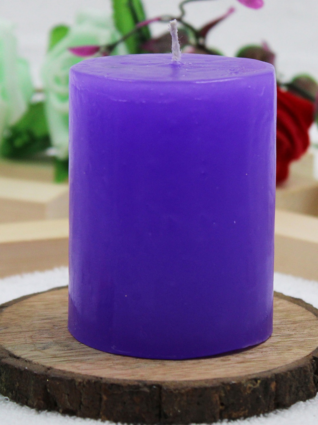 

atorakushon Purple 2-Pcs Single Wick Lavender Scented Paraffin Wax Pillar Candles