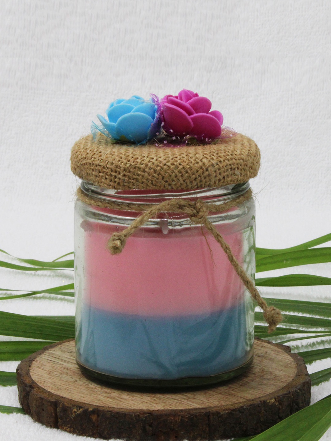 

atorakushon Pink & Blue Vanilla Scented Glass Jar Candles