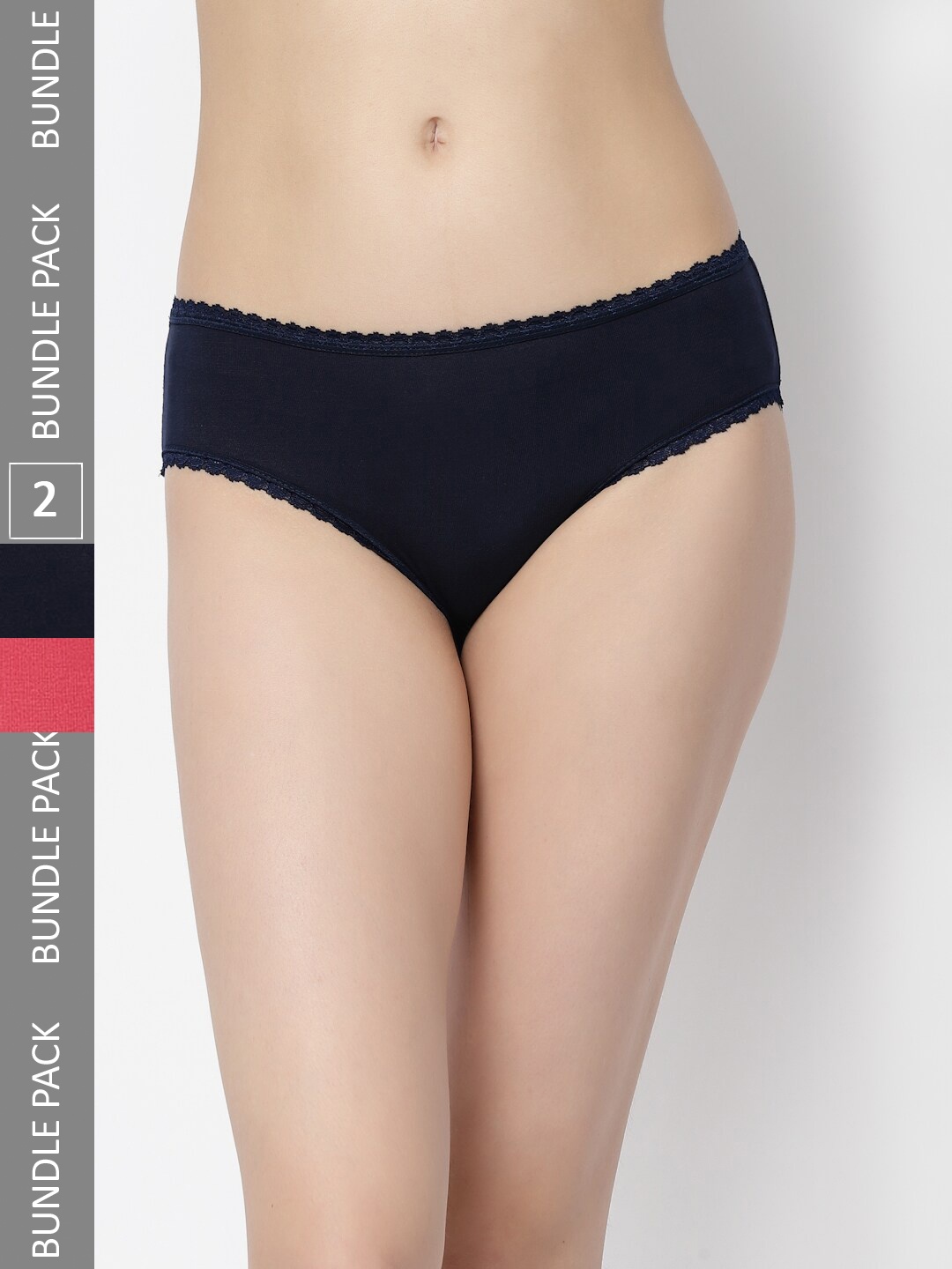 

Prag & Co Pack Of 2 Cotton Bikini Briefs, Navy blue