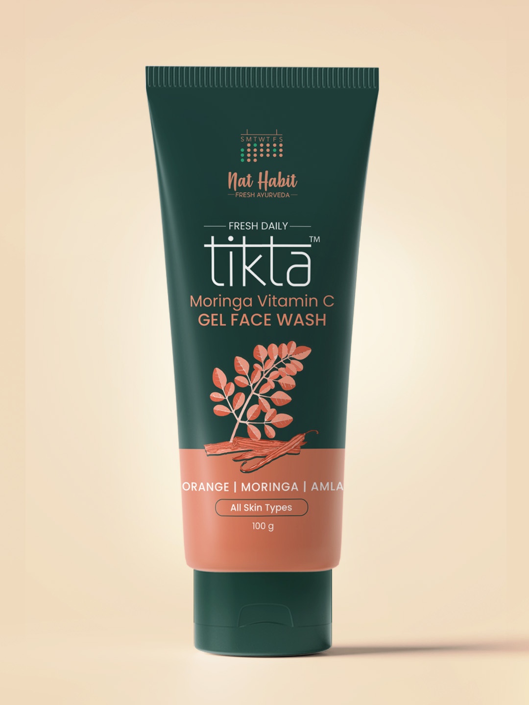 

Nat Habit Tikta Moringa Vitamin C Gel Face Wash with Orange Amla - 100g, Green