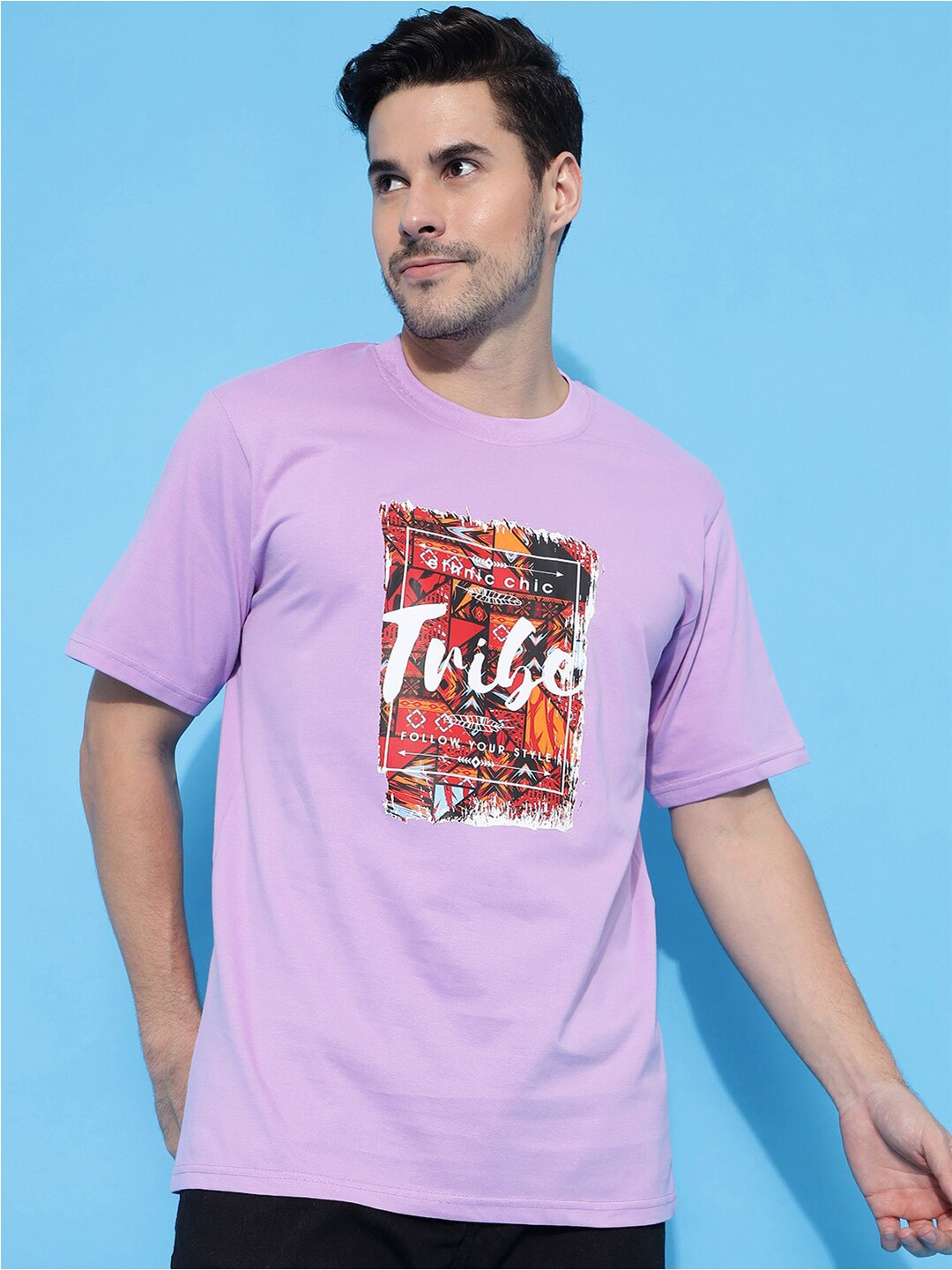 

Gavin Paris Lavender Graphic Printed Pure Cotton T-shirt