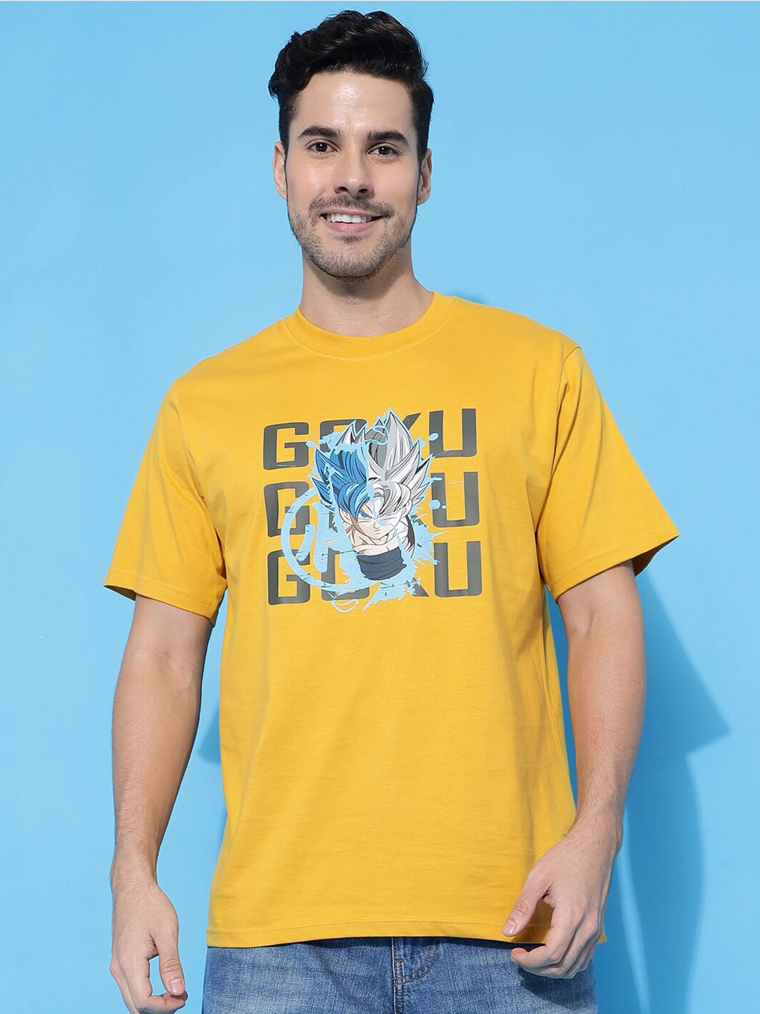 

Gavin Paris Loose Fit Dragon Ball Z Pure Cotton T-shirt, Mustard