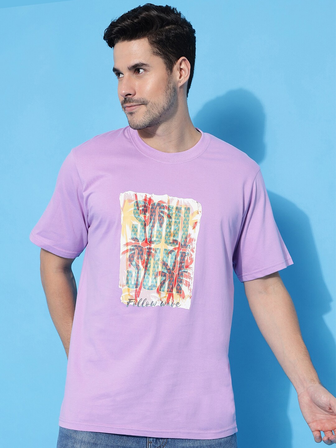 

Gavin Paris Graphic Printed Pure Cotton Loose T-shirt, Lavender