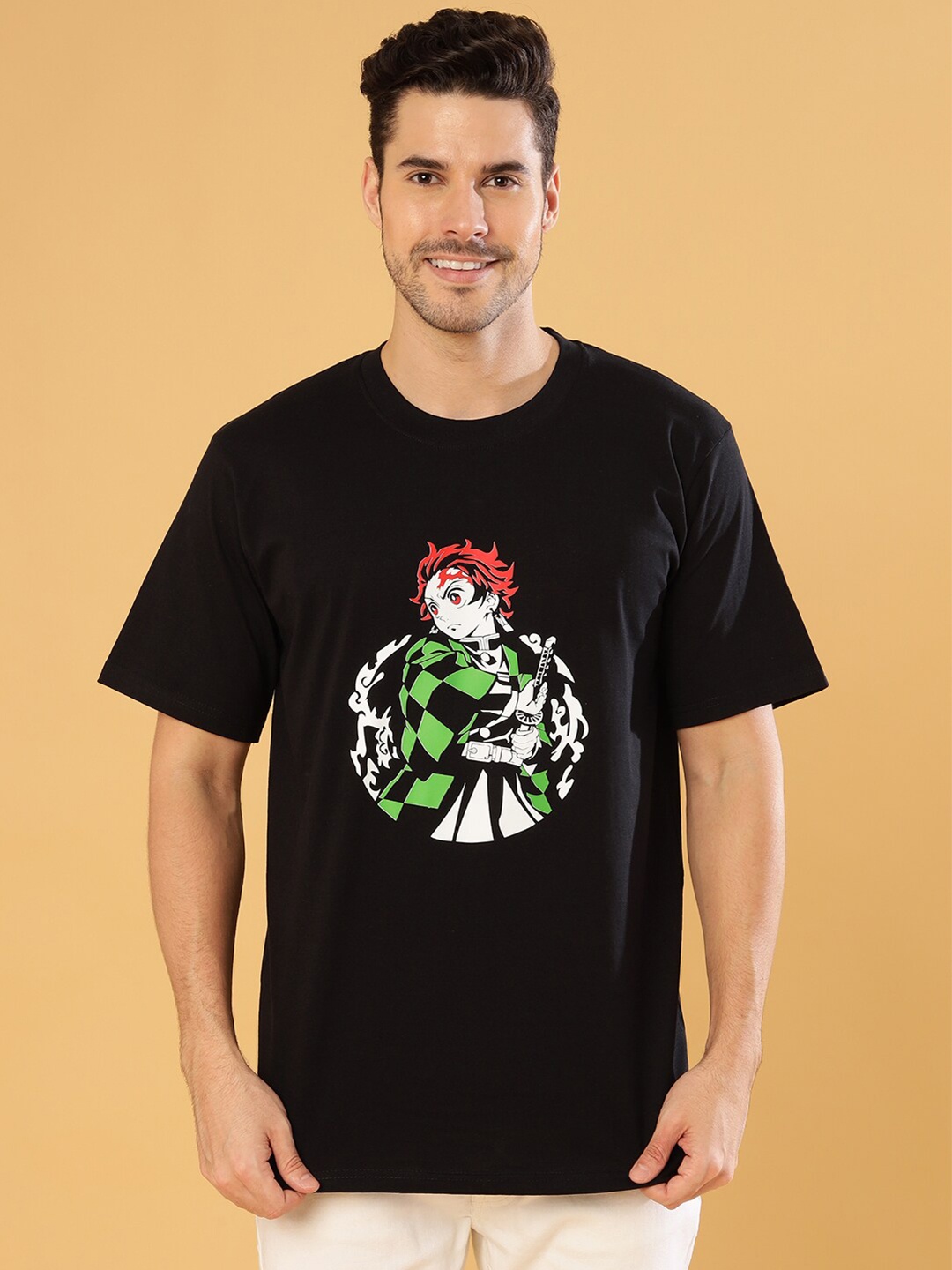 

Gavin Paris Black Graphic Printed Pure Cotton T-shirt