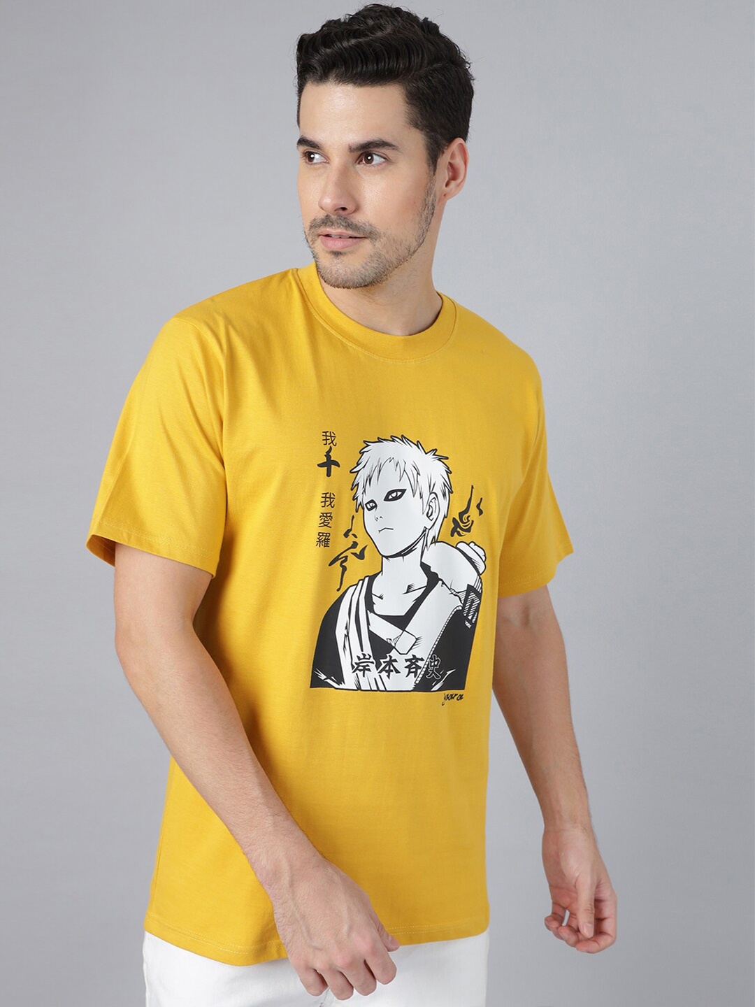 

Gavin Paris Graphic Printed Pure Cotton Loose T-shirt, Mustard