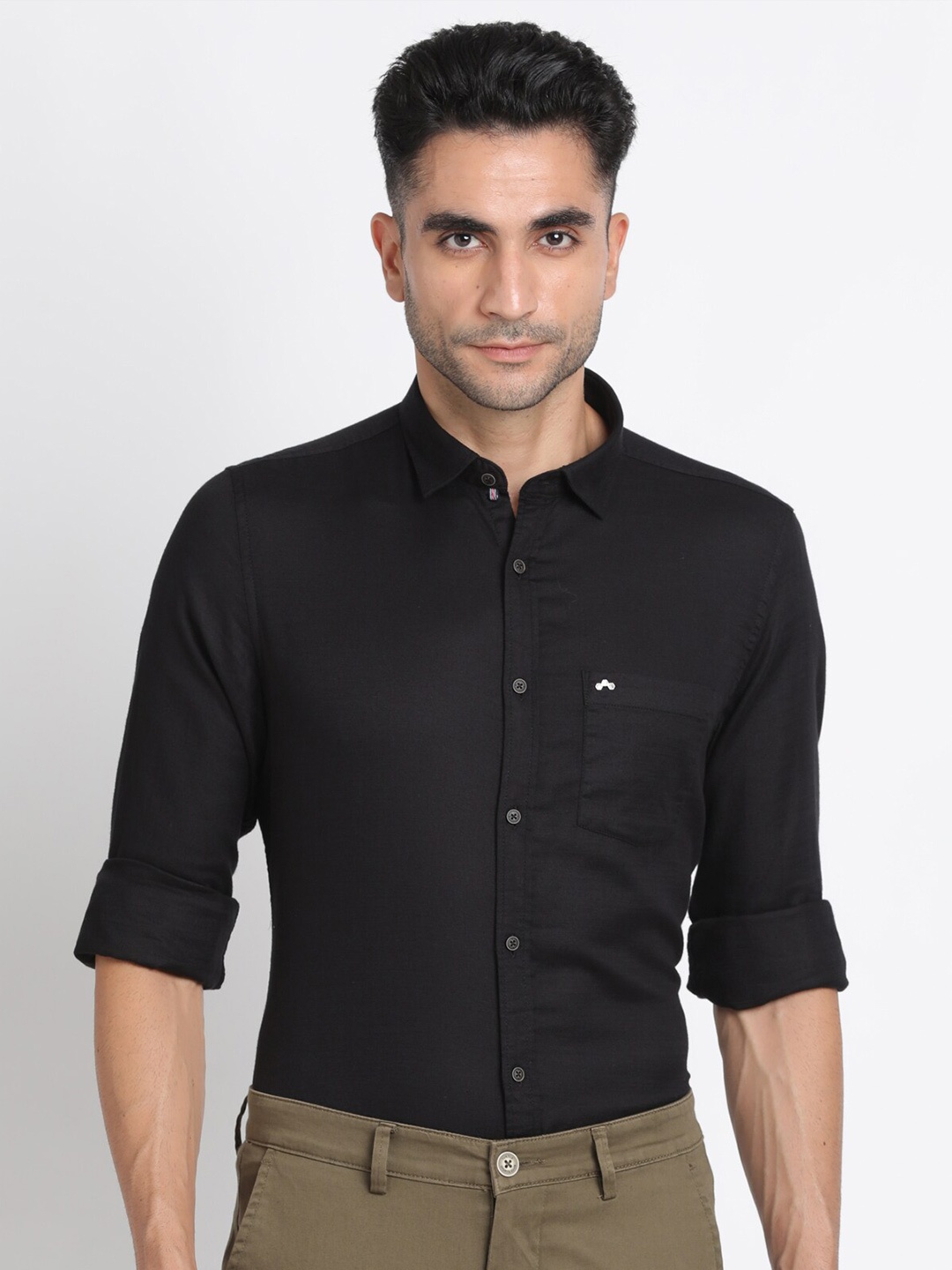 

Turtle Relaxed Slim Fit Pure Cotton Formal Shirt, Black