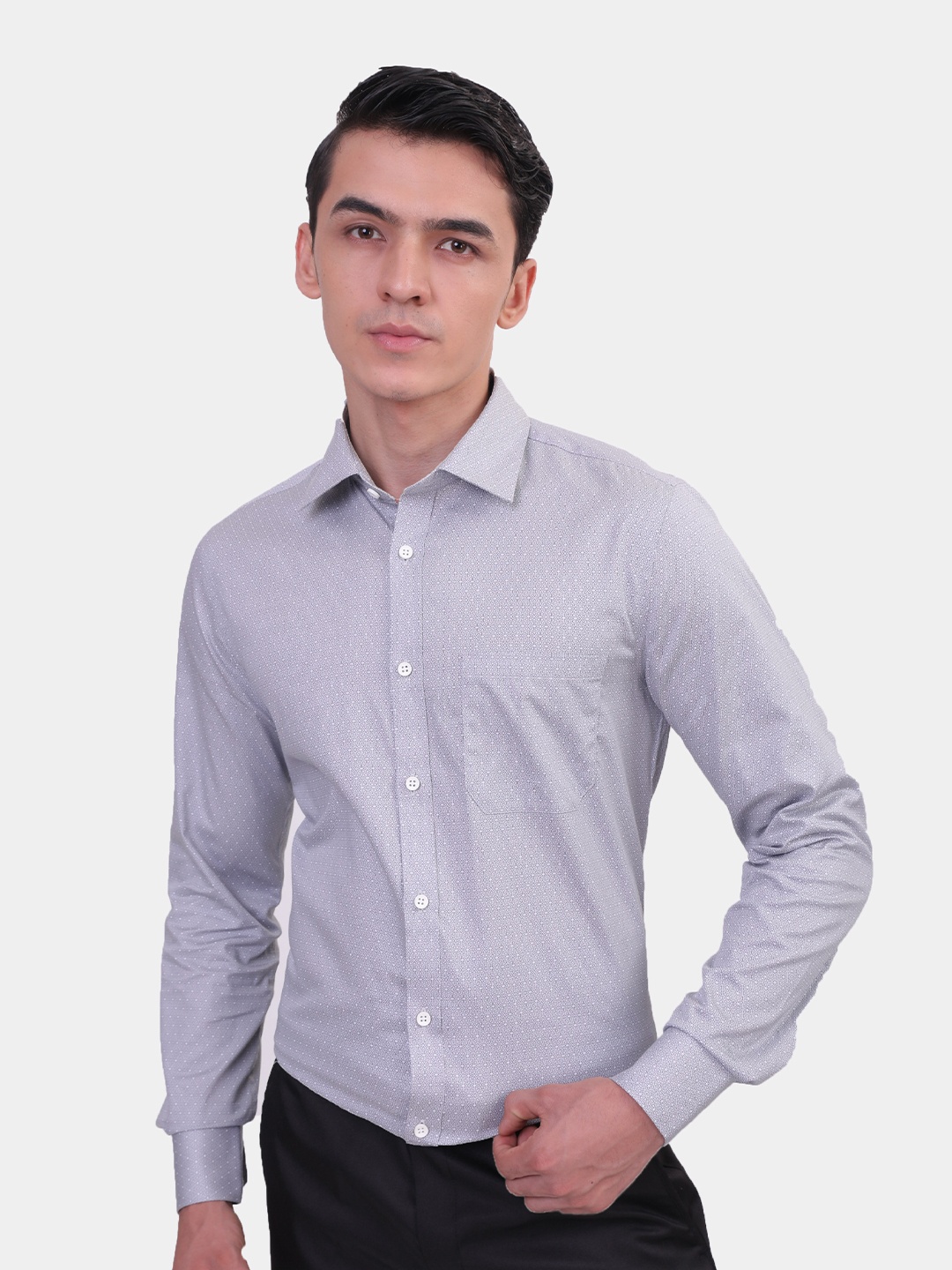 

LOUIS STITCH Comfort Opaque Spread Collar Formal Shirt, Grey