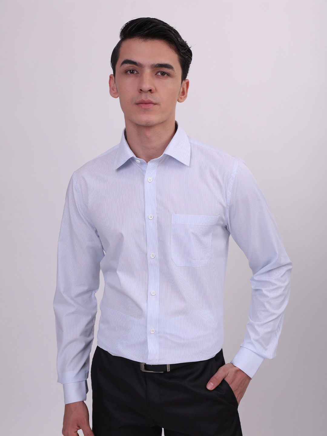 

LOUIS STITCH Comfort Striped Cotton Formal Shirt, Blue
