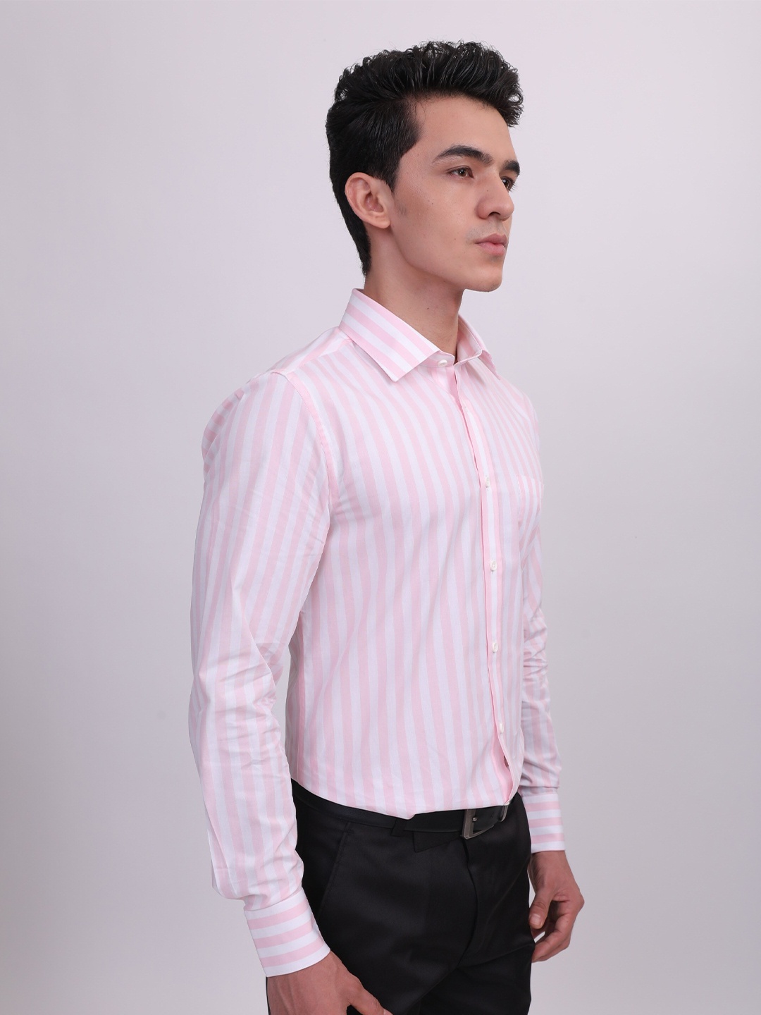 

LOUIS STITCH Comfort Striped Cotton Formal Shirt, White