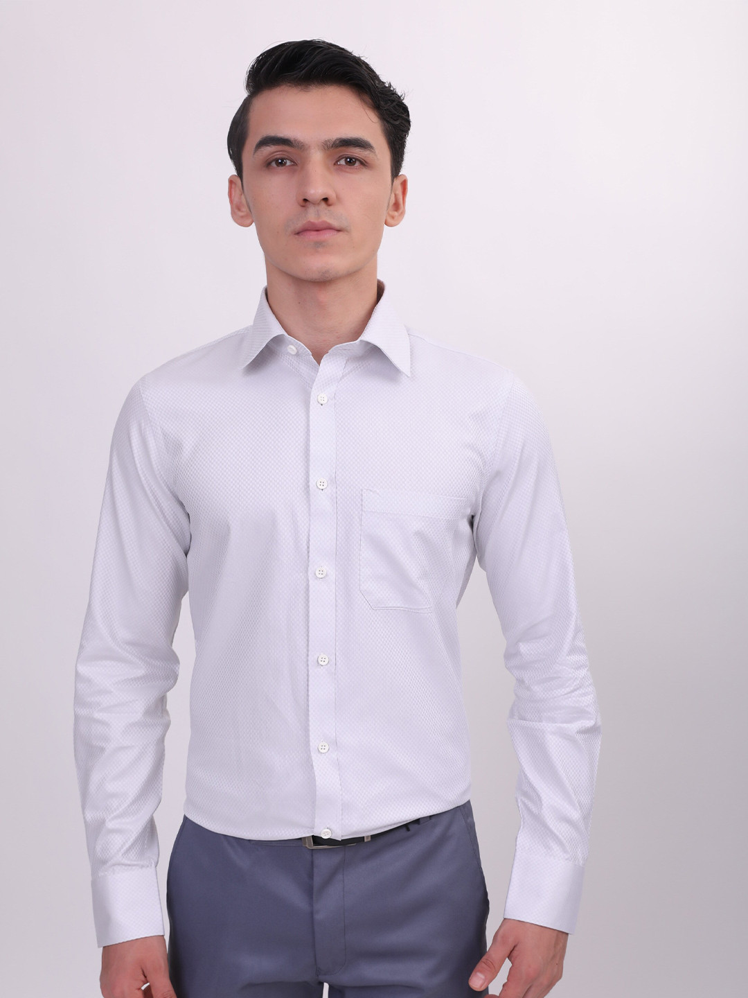 

LOUIS STITCH Self Design Comfort Cotton Formal Shirt, Grey