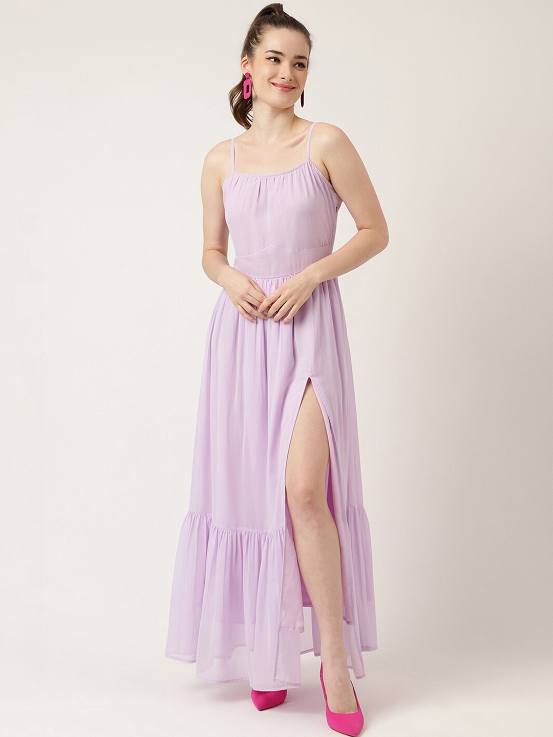 

Masakali.Co Georgette Fit & Flare Maxi Dress, Lavender