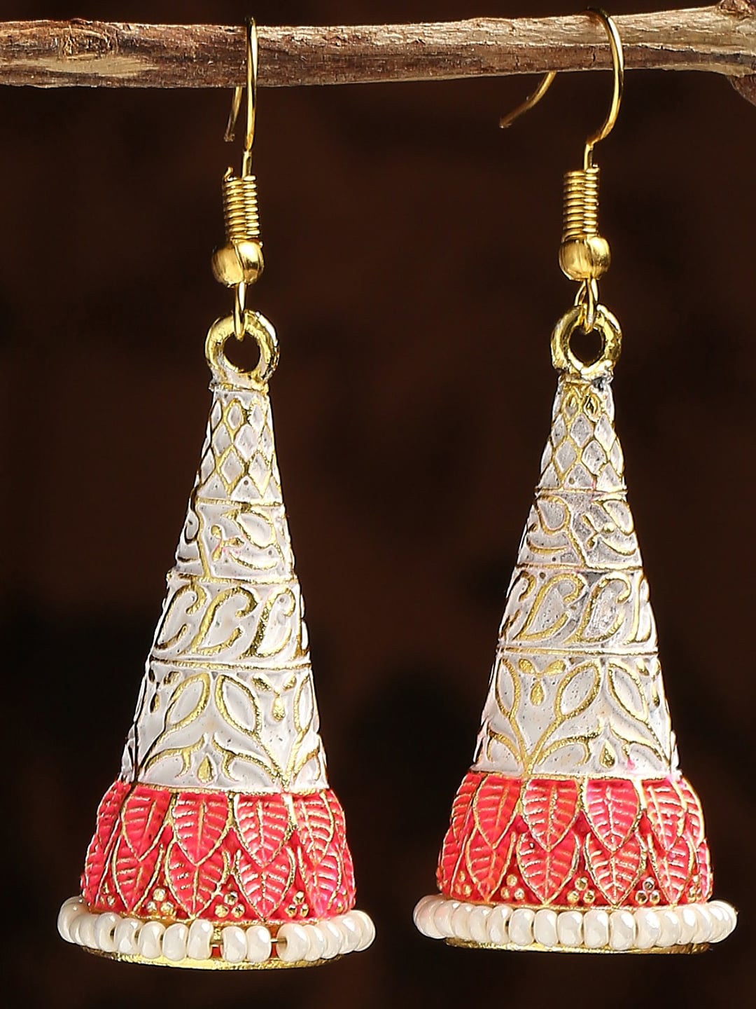 

OOMPH Meenakari Contemporary Jhumkas, Gold