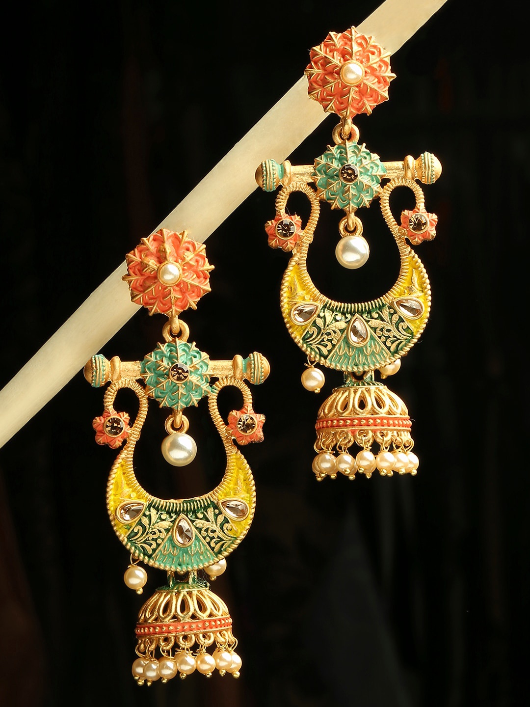 

OOMPH Beaded Dome Shaped Jhumkas, Gold