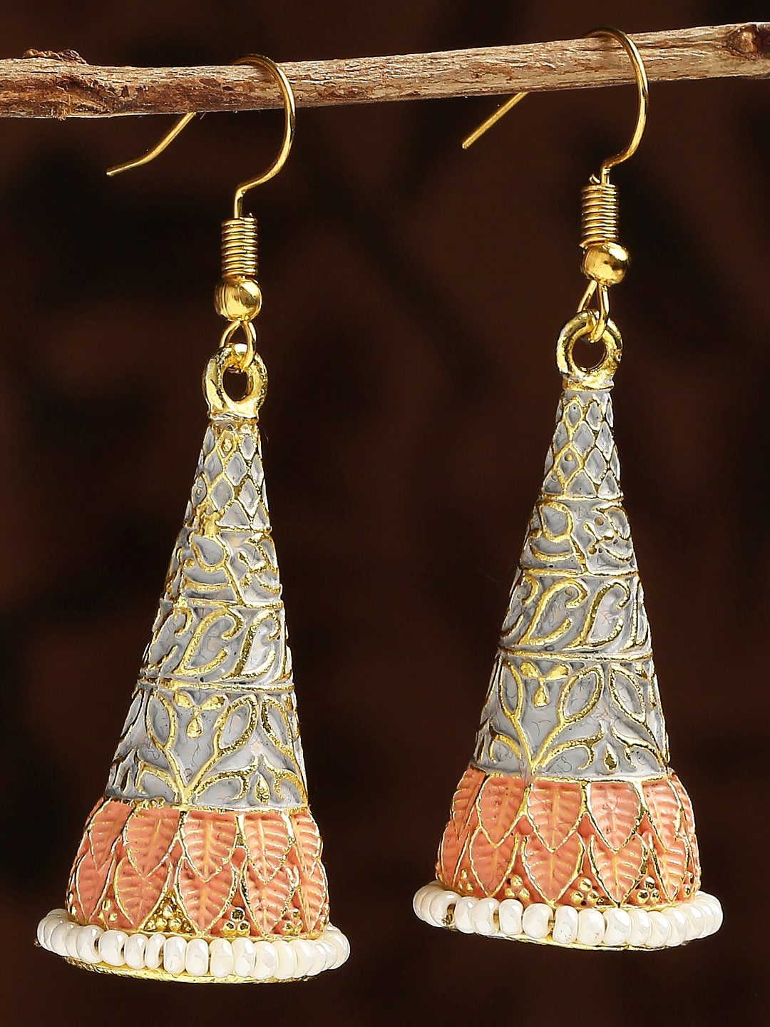 

OOMPH Beaded Dome-Shaped Jhumkas, Gold