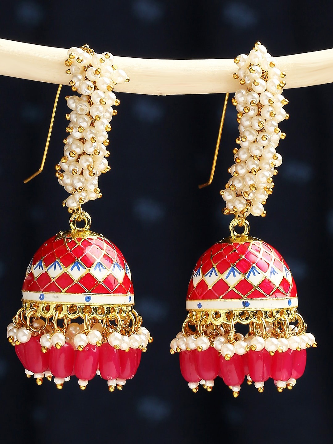 

OOMPH Pearls Beaded Dome Shaped Jhumkas, Gold