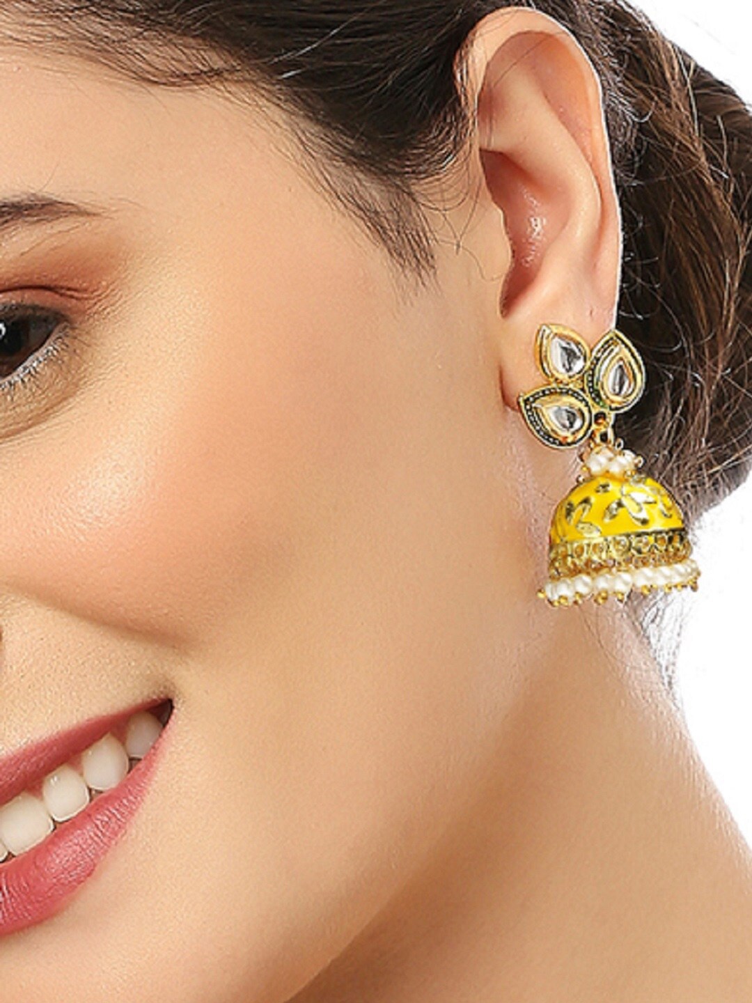 

OOMPH Kundan-Studded Dome-Shaped Jhumkas, Gold