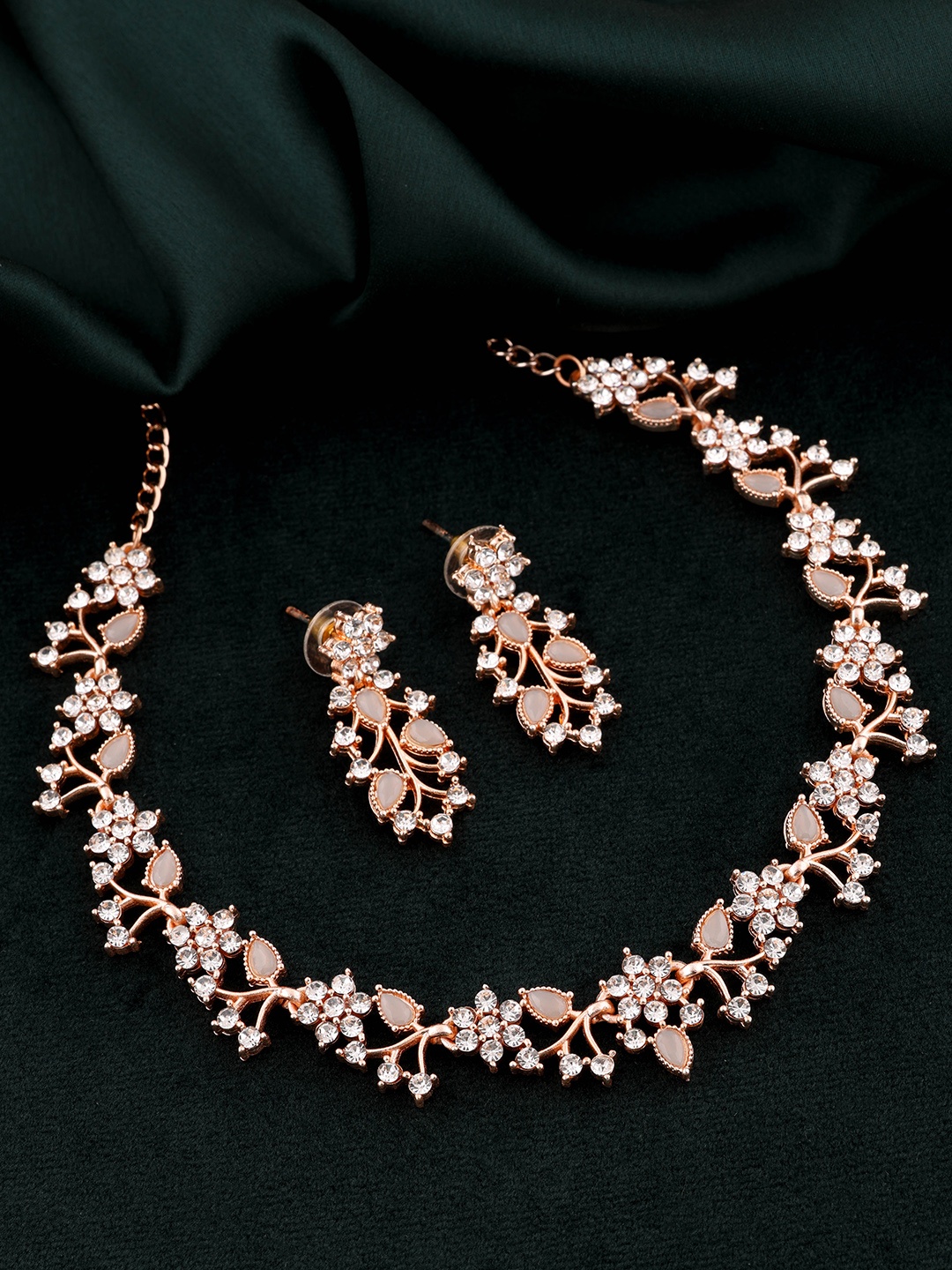 

Brado Jewellery Rose Gold-Plated AD-Studded Jewellery Set
