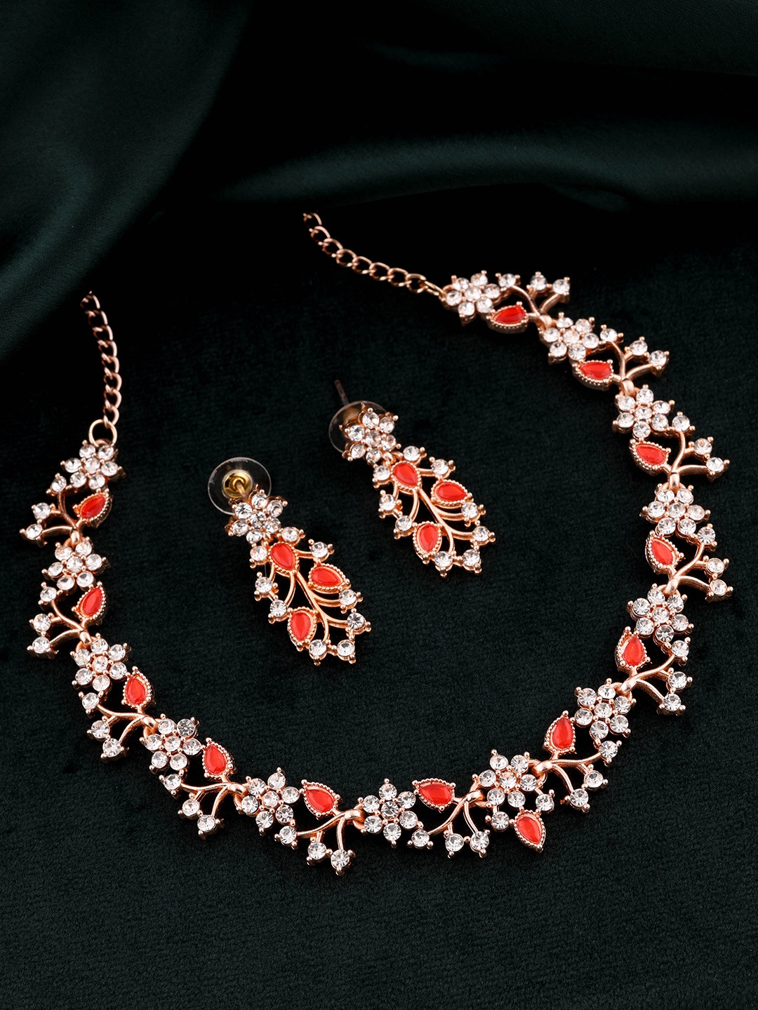 

Brado Jewellery Rose Gold-Plated AD-Studded Jewellery Set
