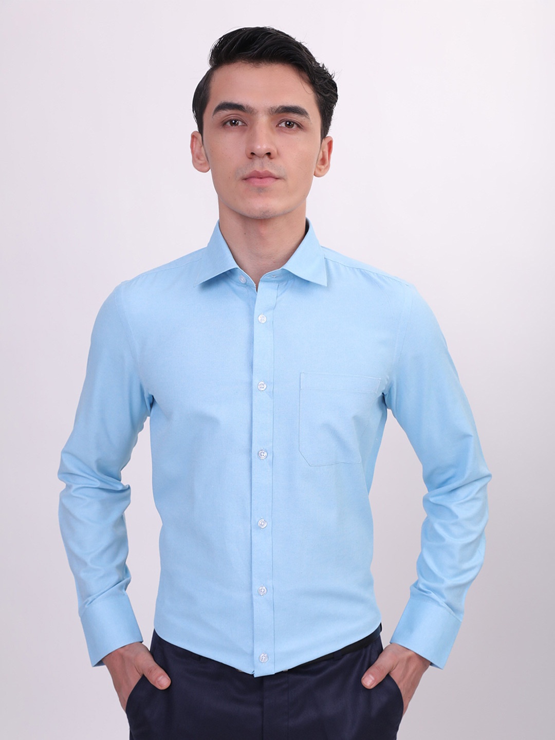 

MUTAQINOTI Comfort Regular Fit Formal Shirt, Blue