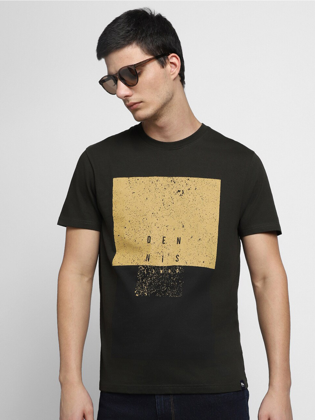 

Dennis Lingo Graphic Printed Slim Fit Pure Cotton T-shirt, Olive