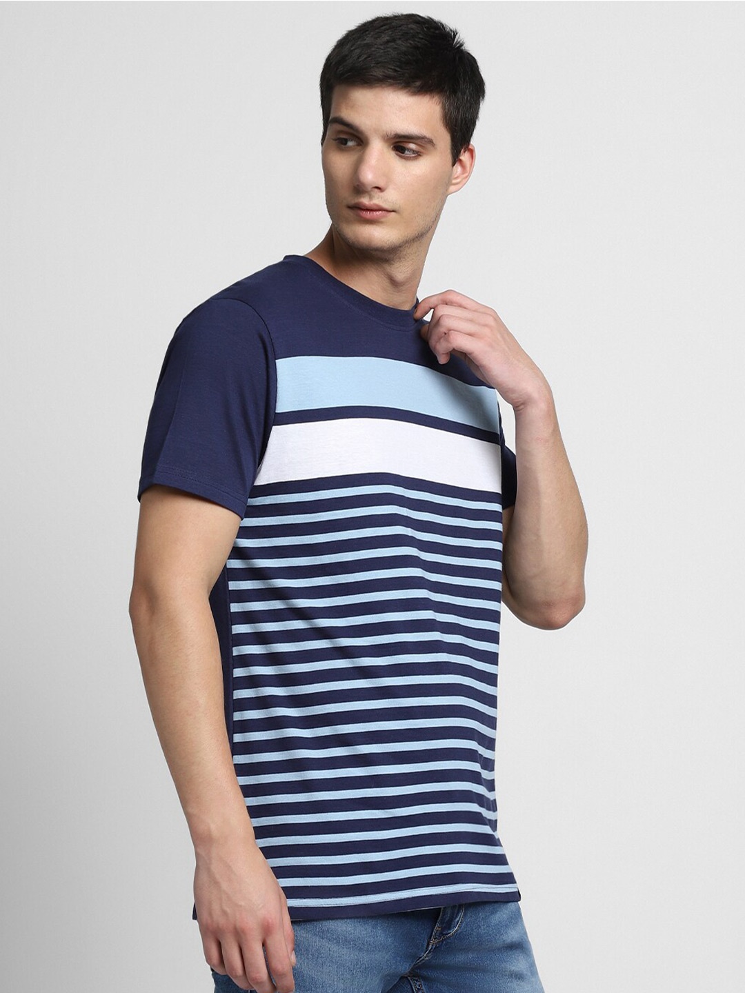 

Dennis Lingo Striped Slim Fit Cotton T-shirt, Navy blue