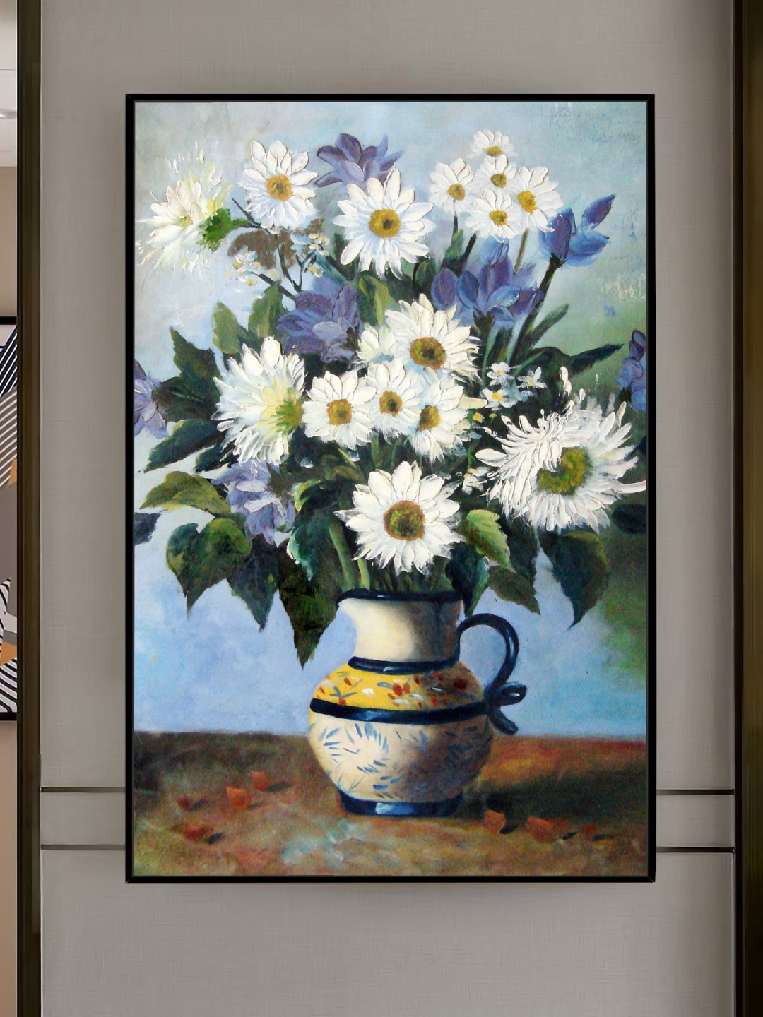 

Art Street Black & Blue Daisy Floral Framed Painted Wall Art