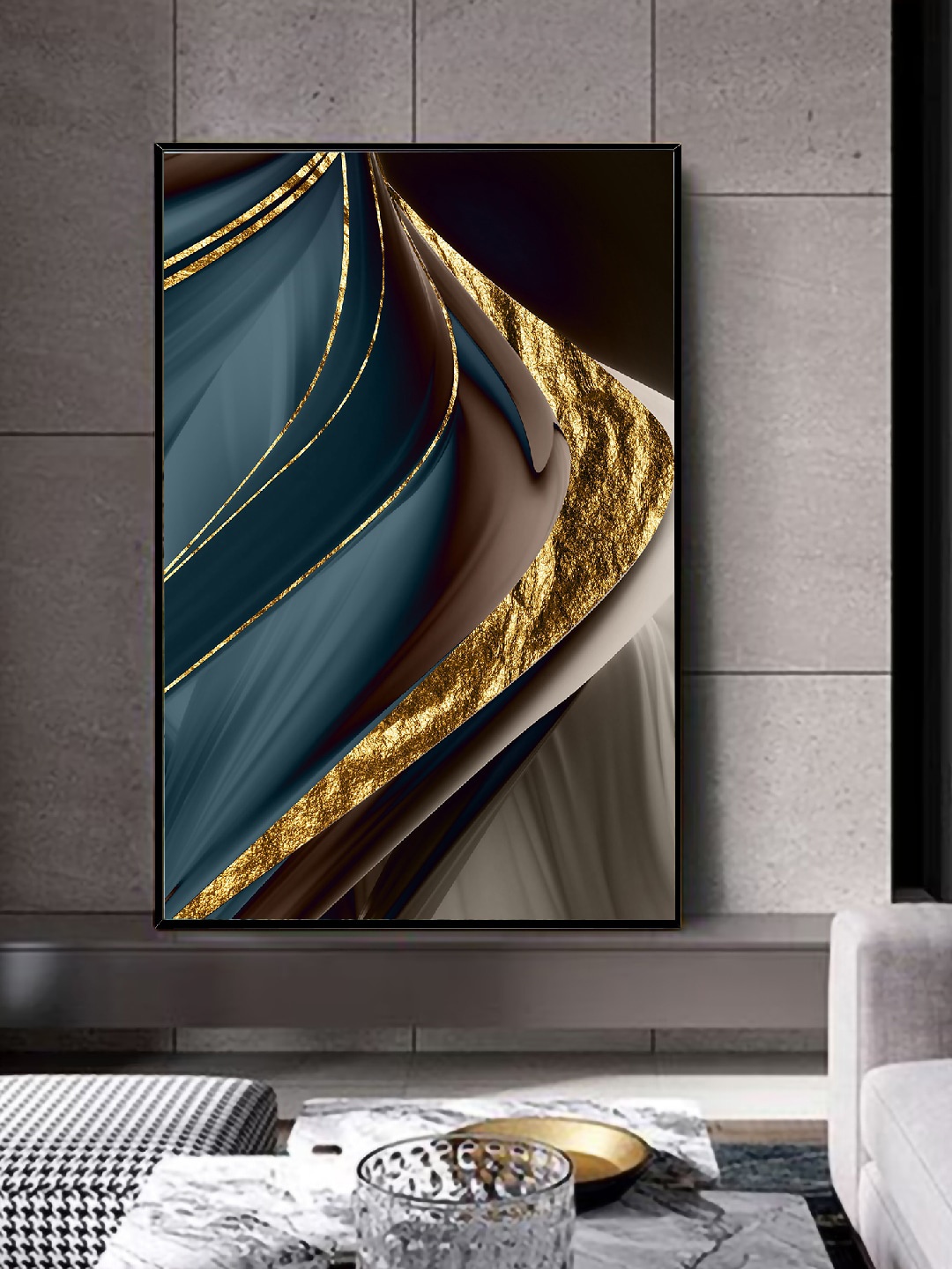 

Art Street Black & Green Abstract Printed Framed Wall Art